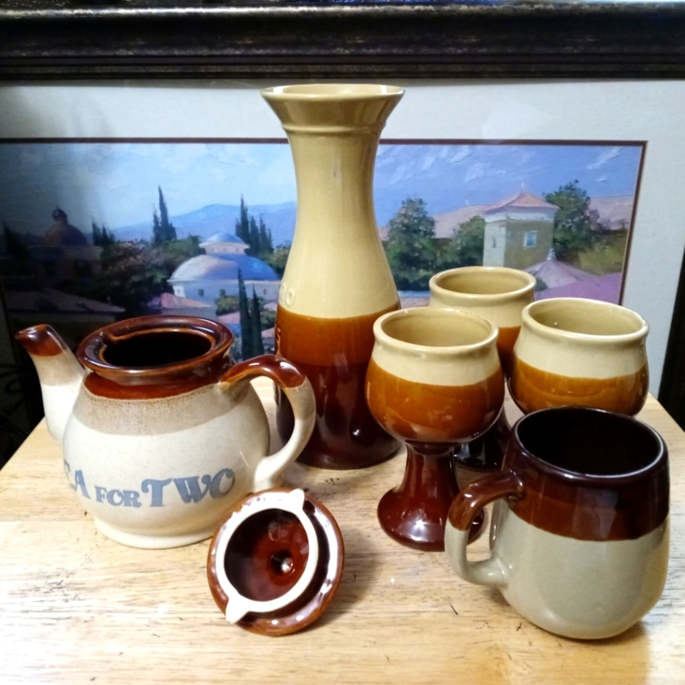 🏤🍇🍍🍷ARMBEE RARE 6 VINTAGE ITEMS WINE &TEA SET SAN FRANCISCO 🍵☕🍷🇺🇸